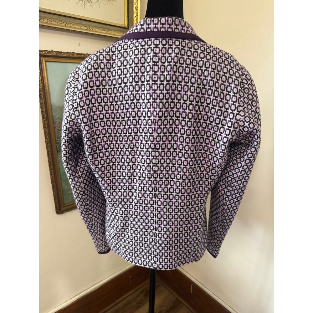Vintage Sag Harbor Size 10 Purple Geometric Wool Blend Mod Blazer Jacket - Picture 4 of 9